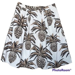 Eva Mendes for New York & Co. A-Line Pleated Pineapple Print Skirt SZ 12